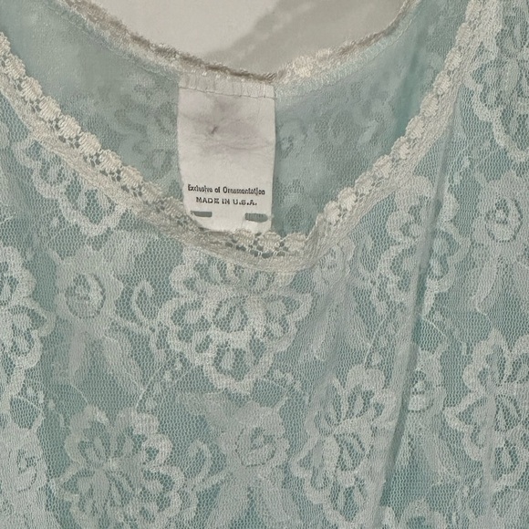 Vintage Aqua Blue Lace Bodice Nightgown Women’s Sleepwear 60s 70s Made in USA M - Picture 3 of 5